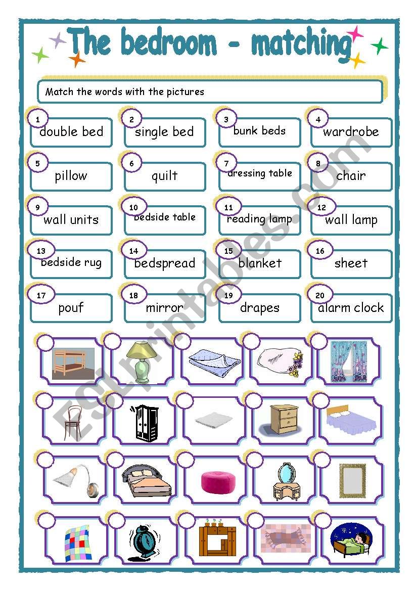 The bedroom - matching exercise