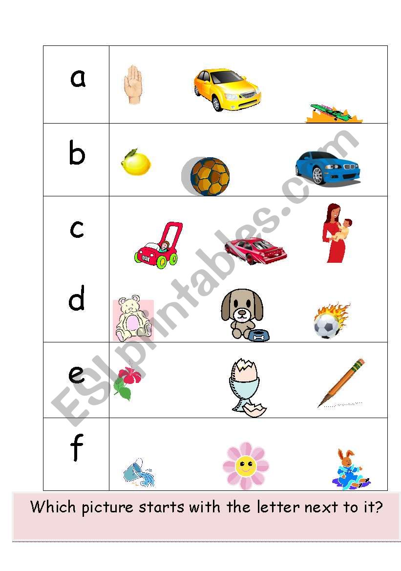 Initial sounds printable. worksheet