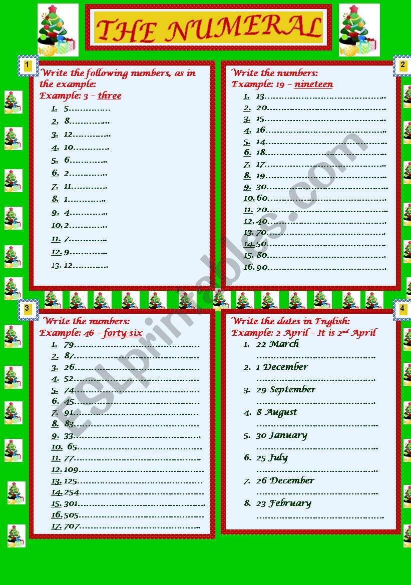 The Numeral worksheet