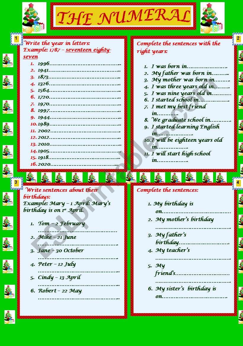 The numeral 2/2 worksheet