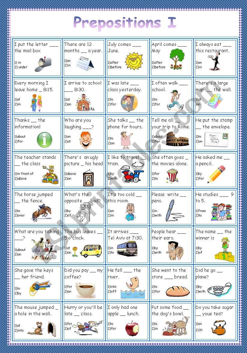 prepositions 1 worksheet