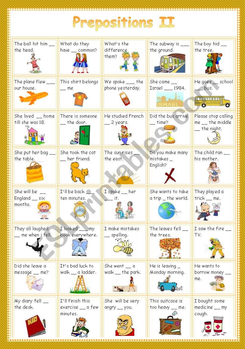 prepositions 2 worksheet