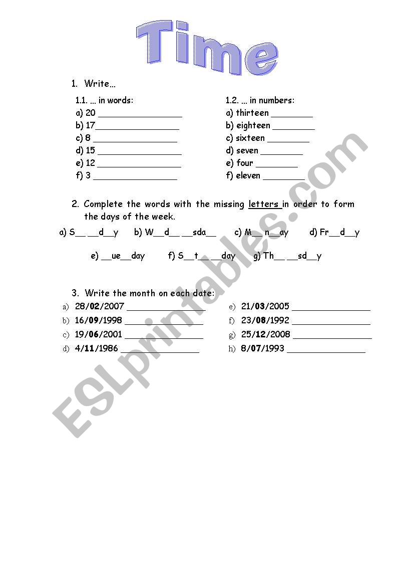 time worksheet