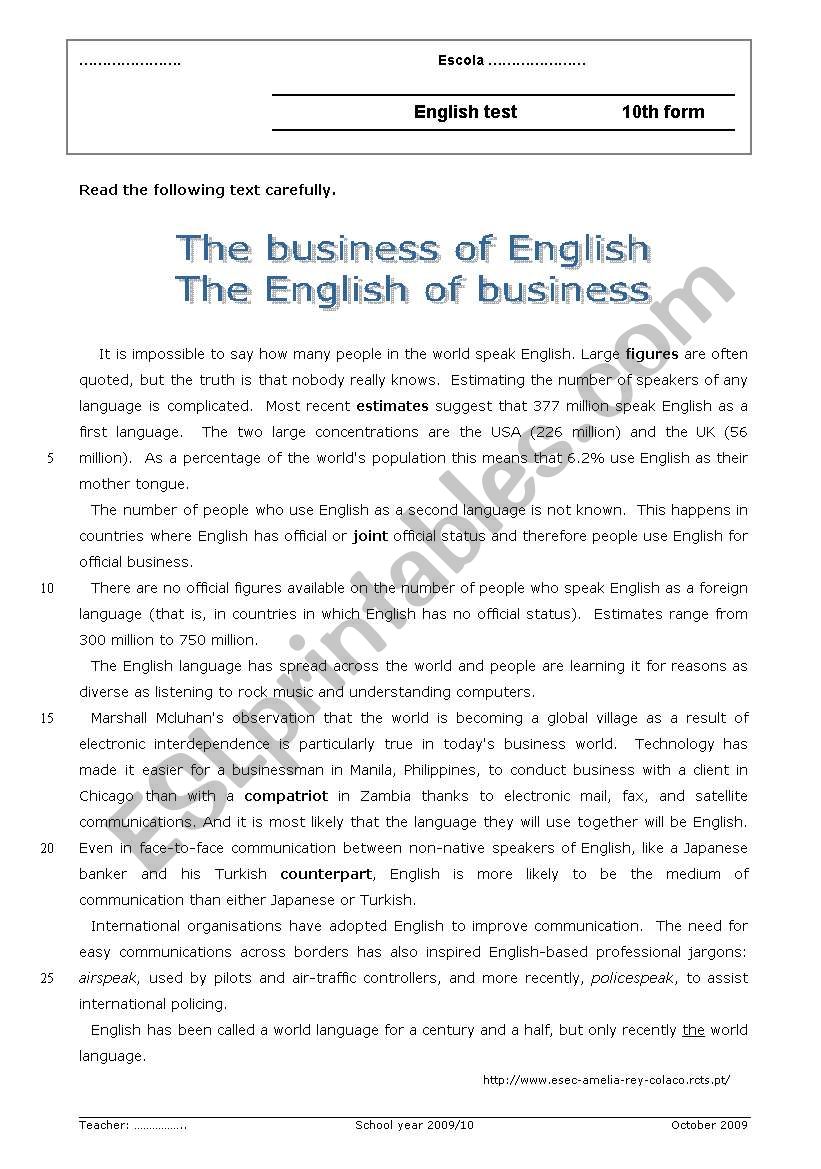 The business of English / The English of business