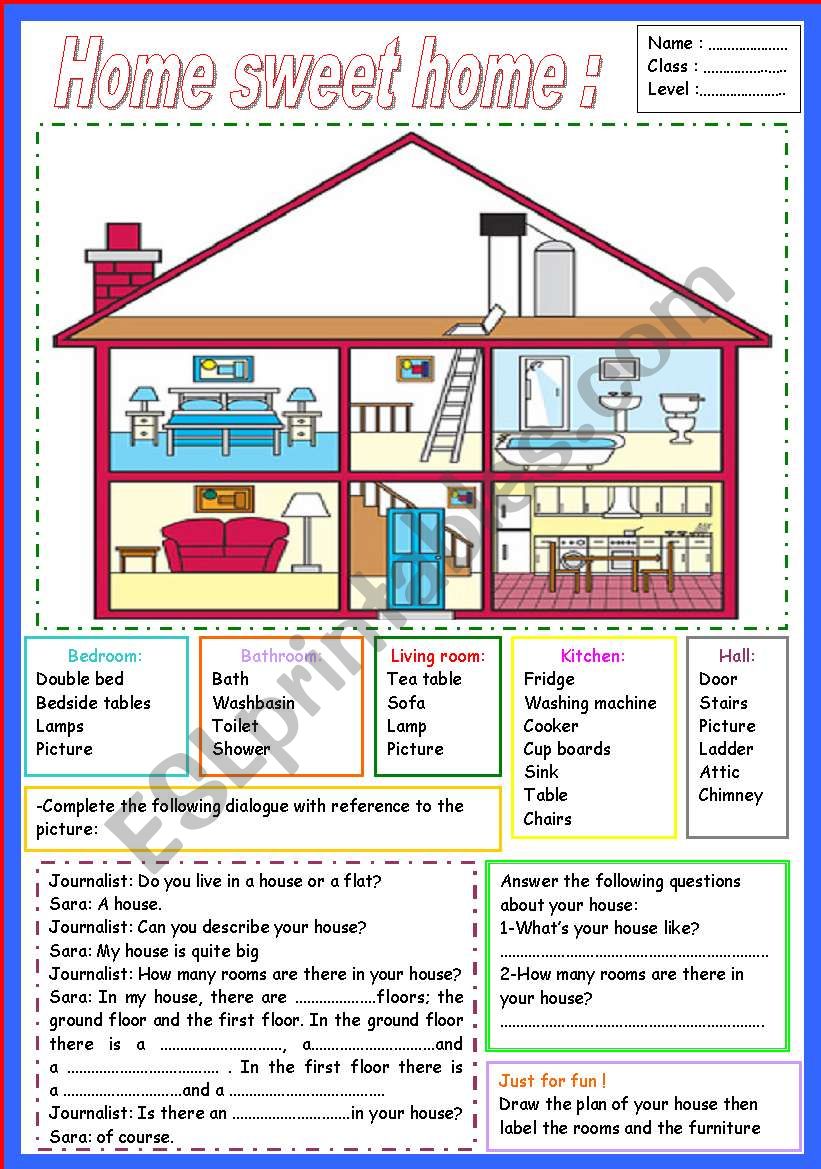 home sweet home worksheet