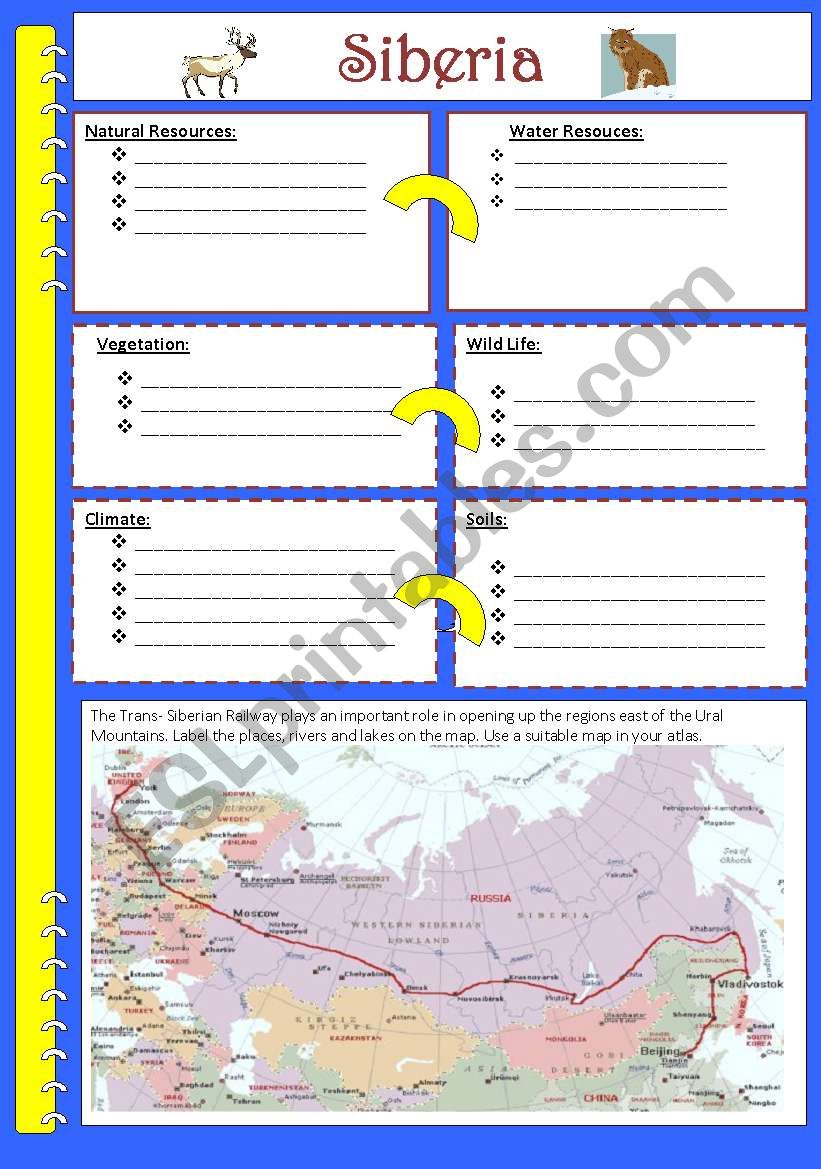 Treasures of Siberia worksheet