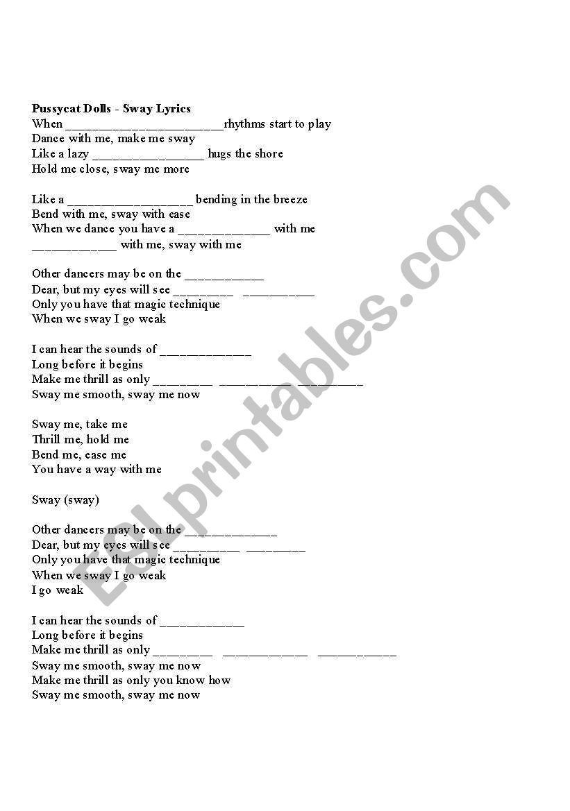 fill in the blanks songs for elementary students