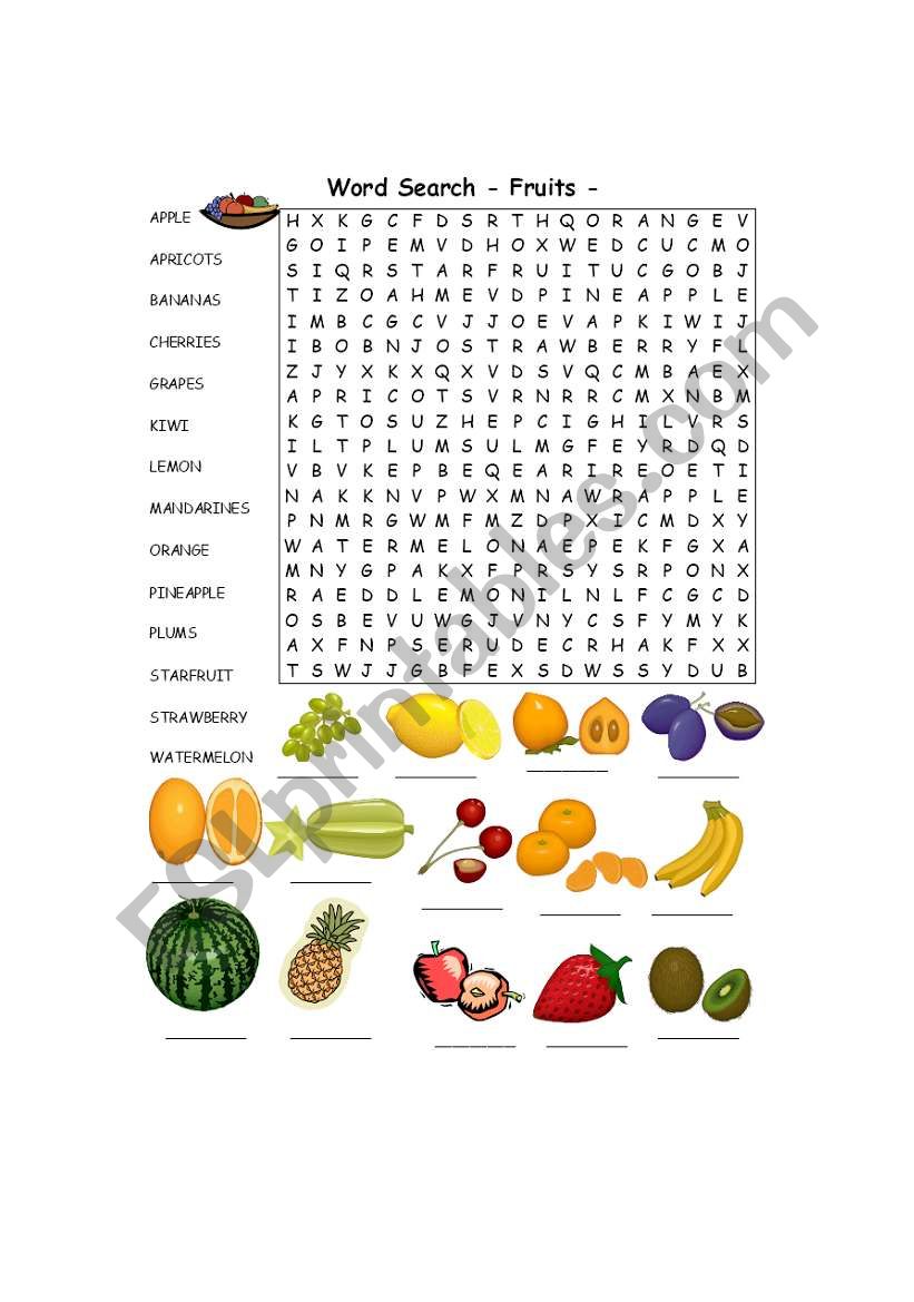 Word search worksheet