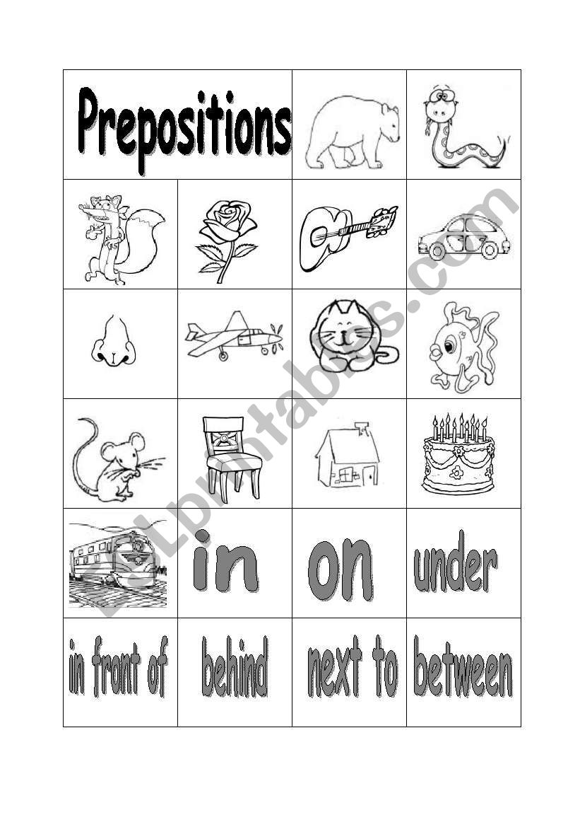 Prepositions of place worksheet