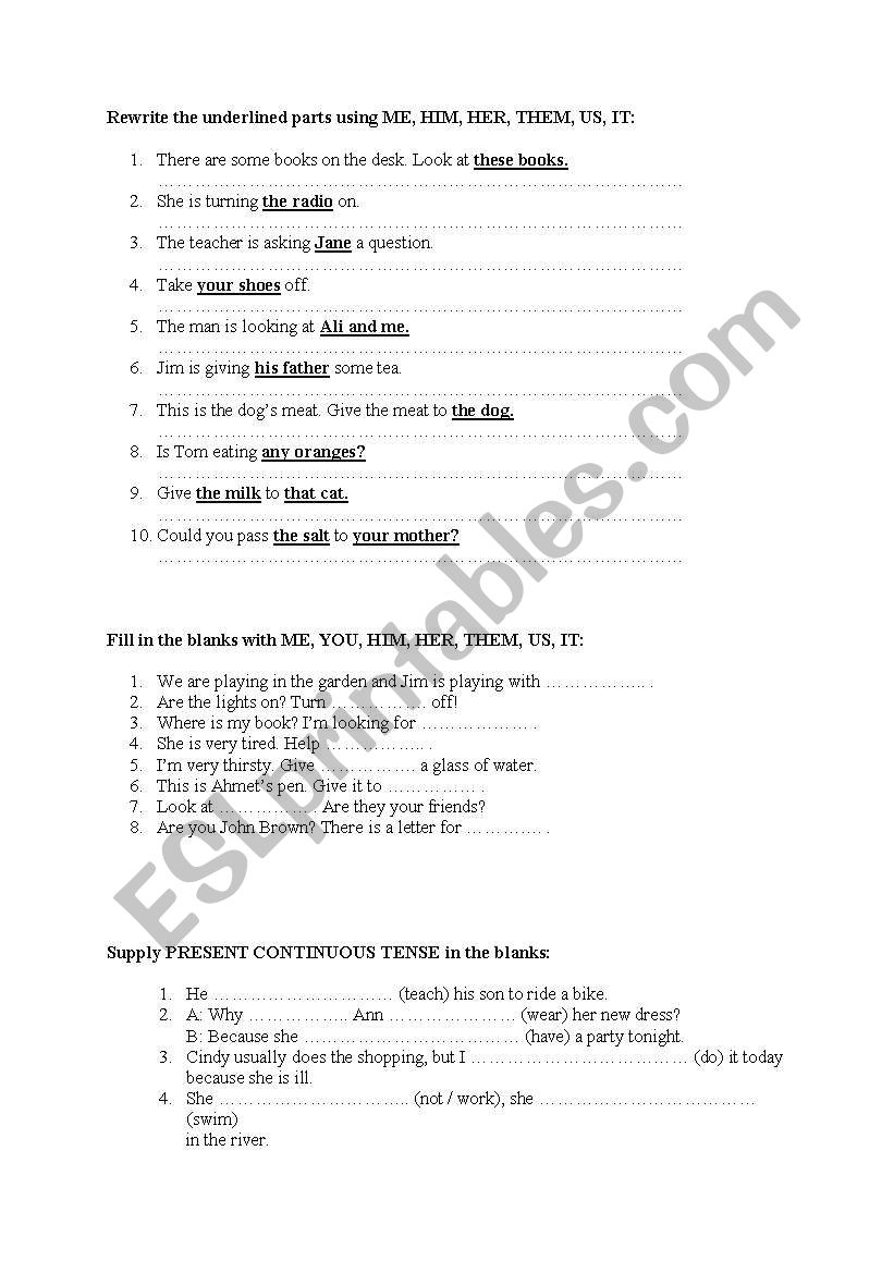 exercises worksheet