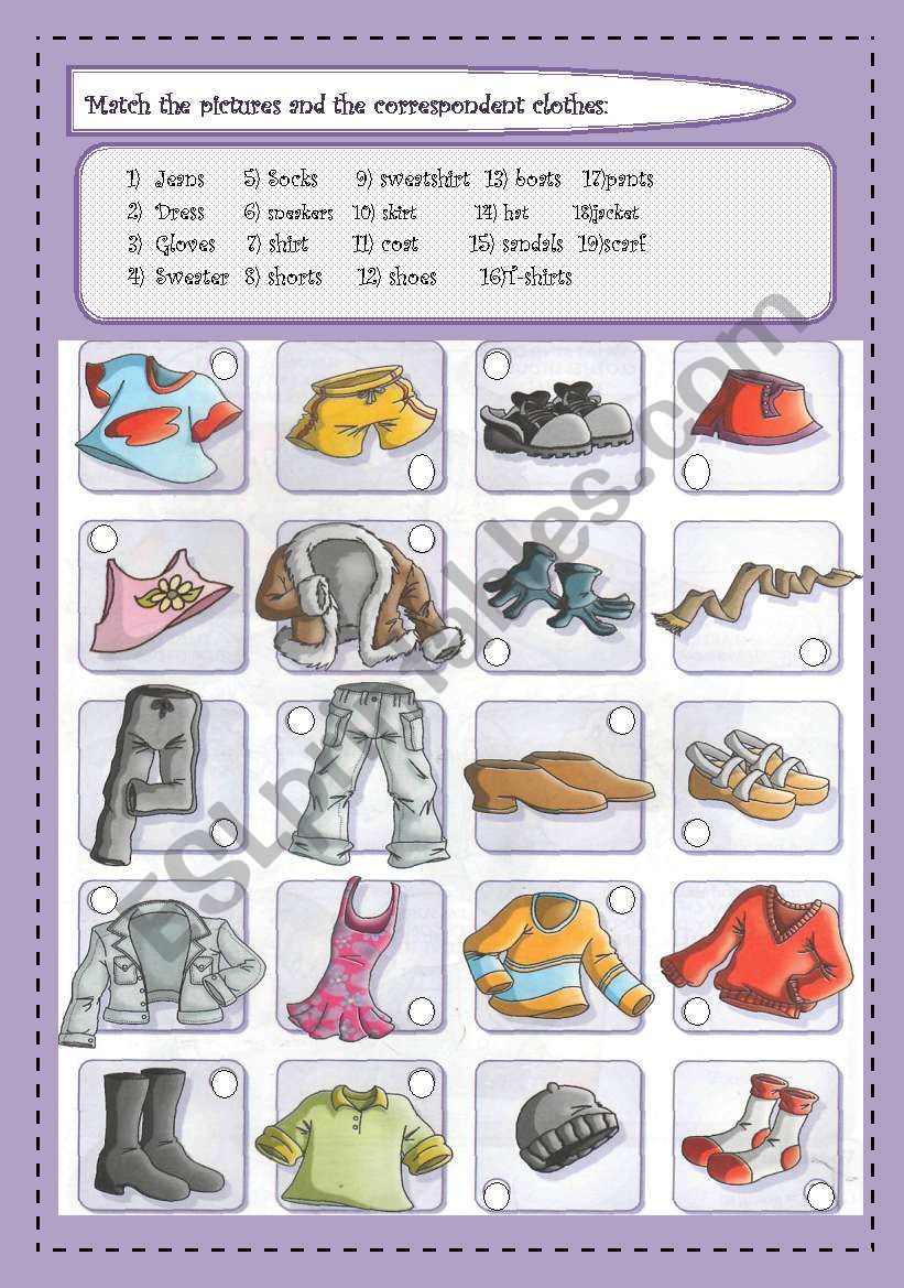 Clothes worksheet