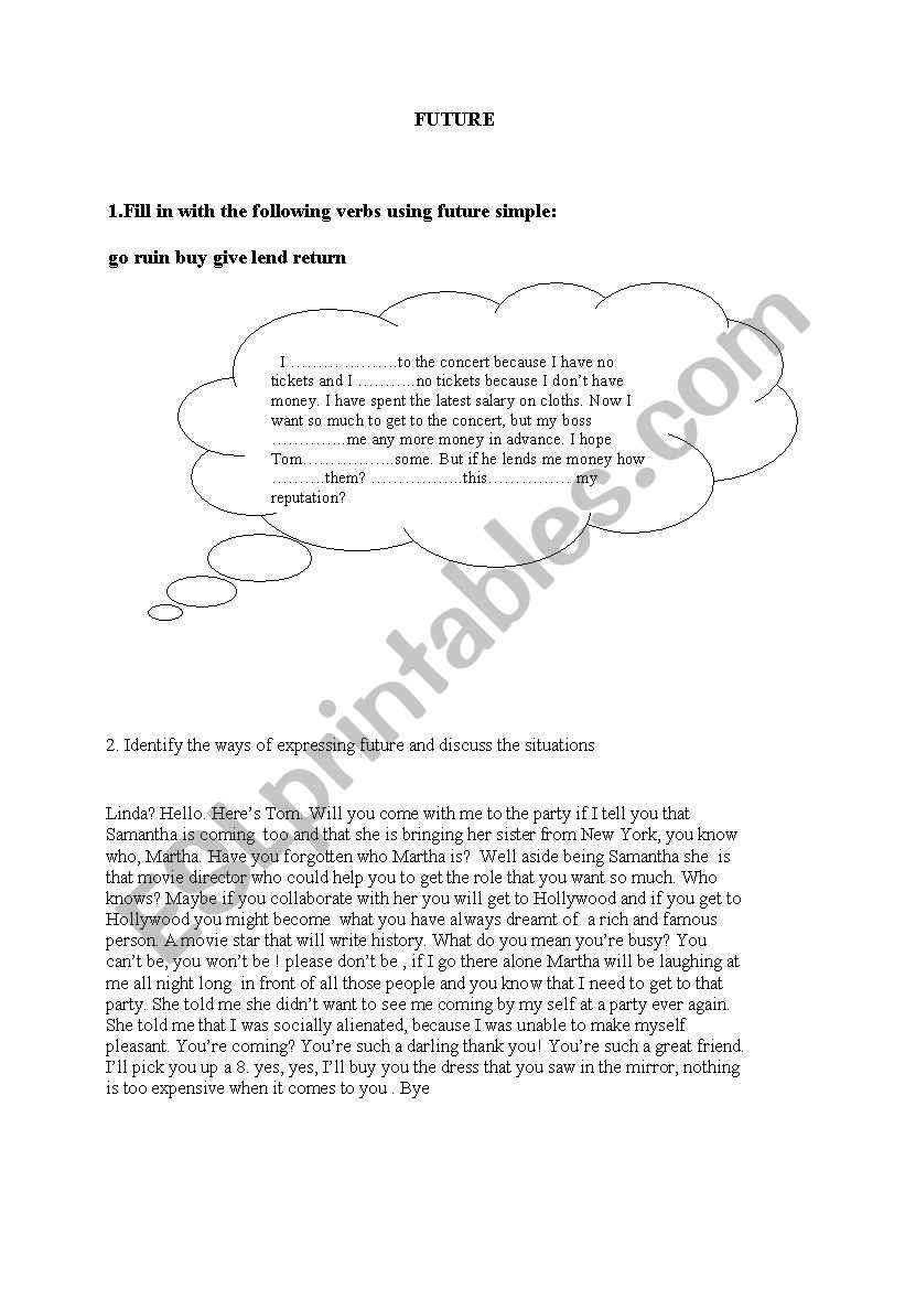 ways of expressing future worksheet