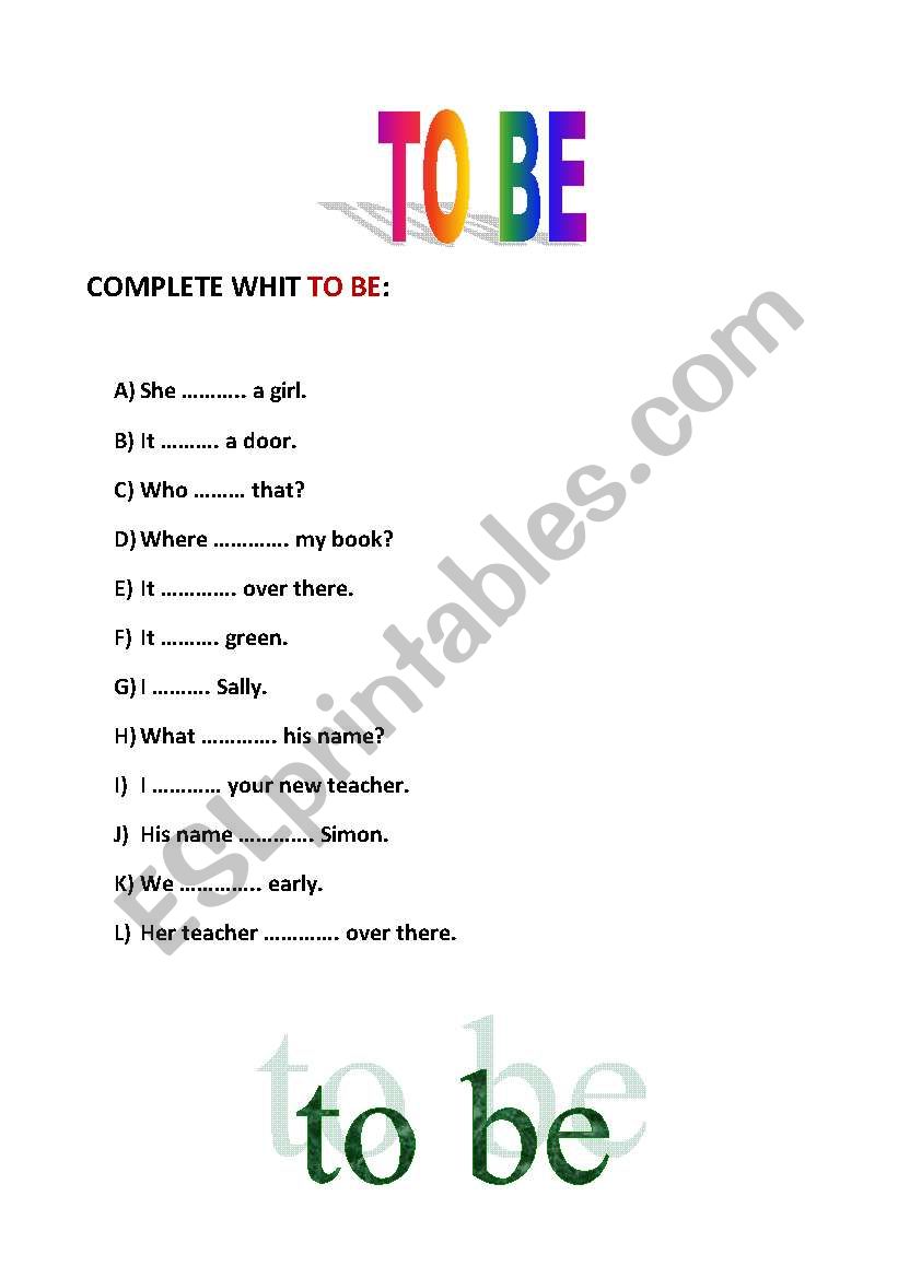 to be worksheet