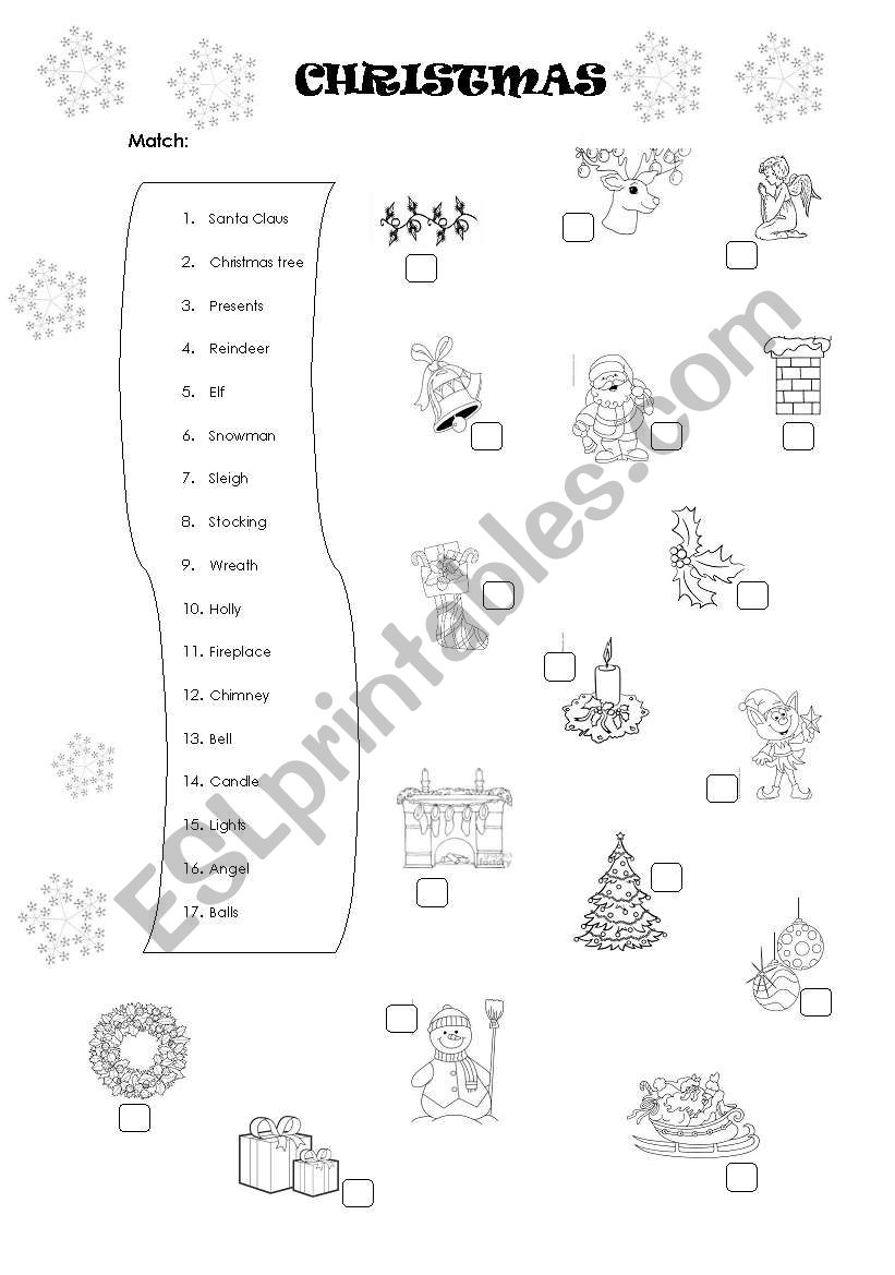 Christmas vocabulary worksheet