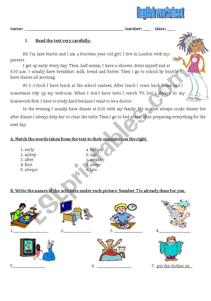 worksheet on daily routine  worksheet