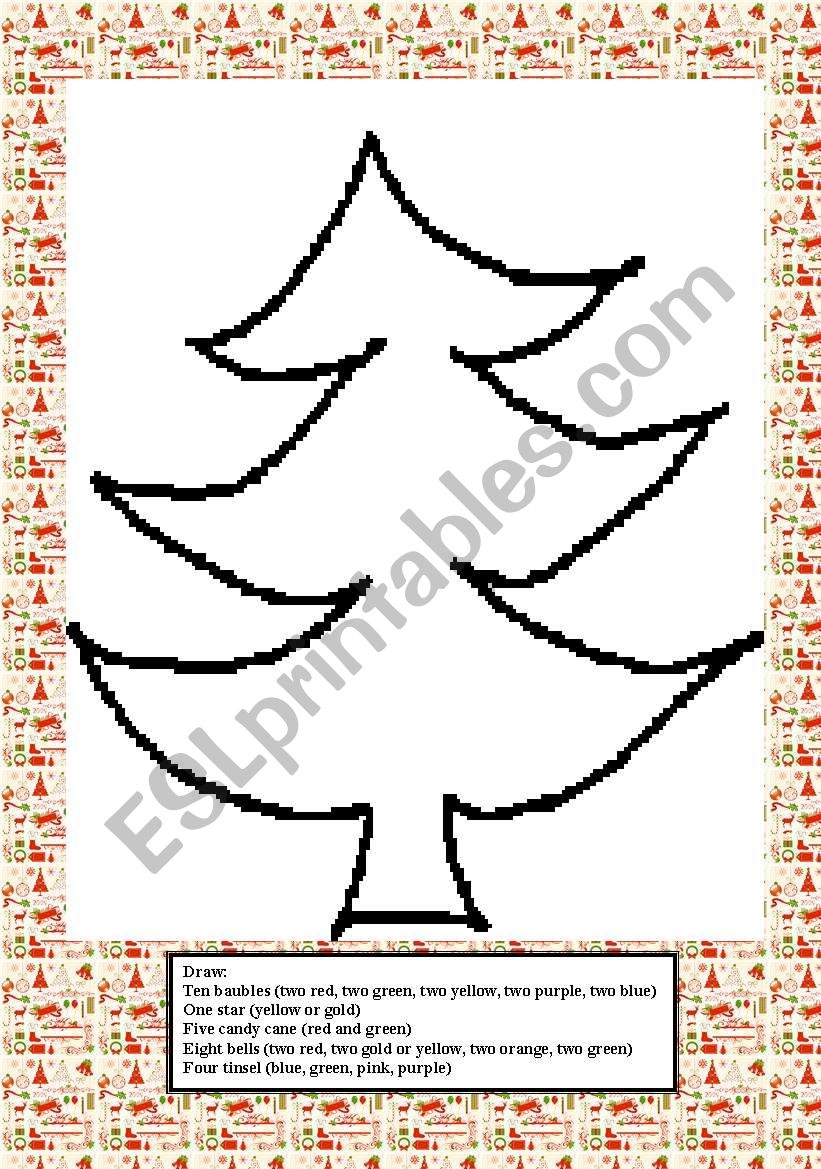 decorate a xmas tree worksheet