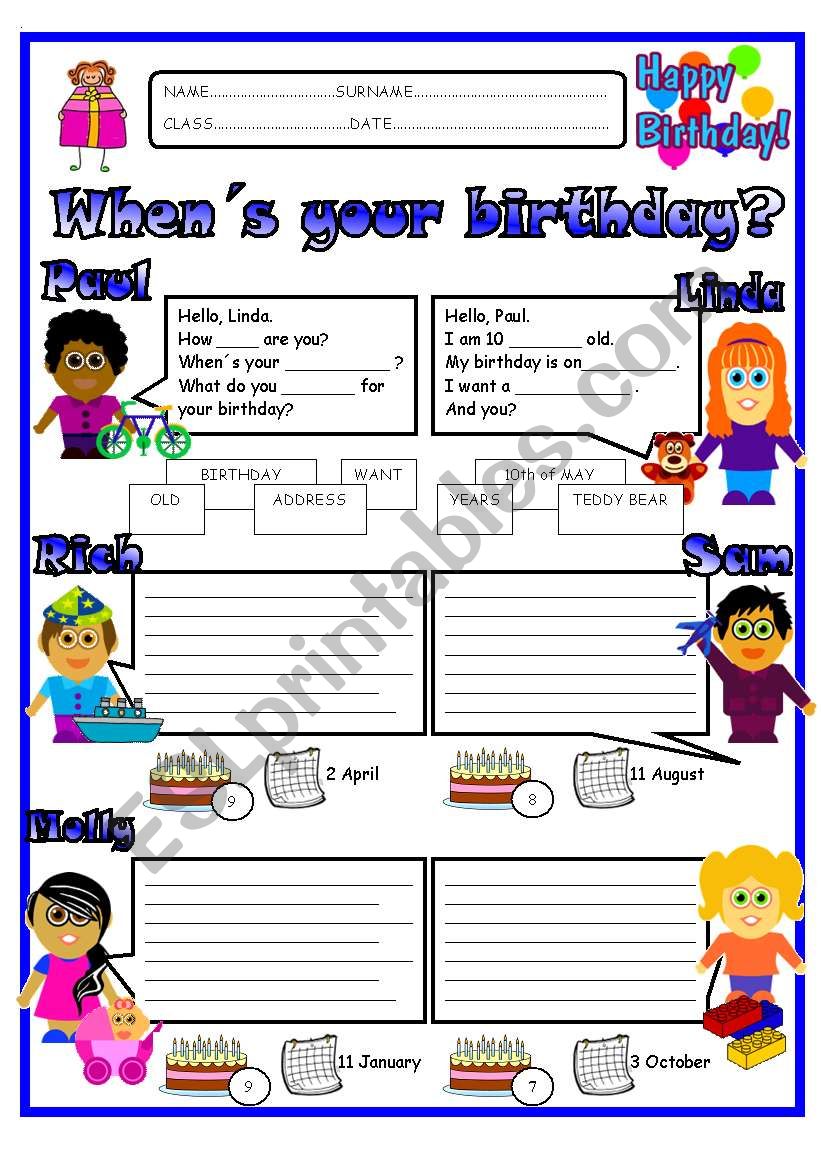 WhenÂ´s  your birthday? worksheet