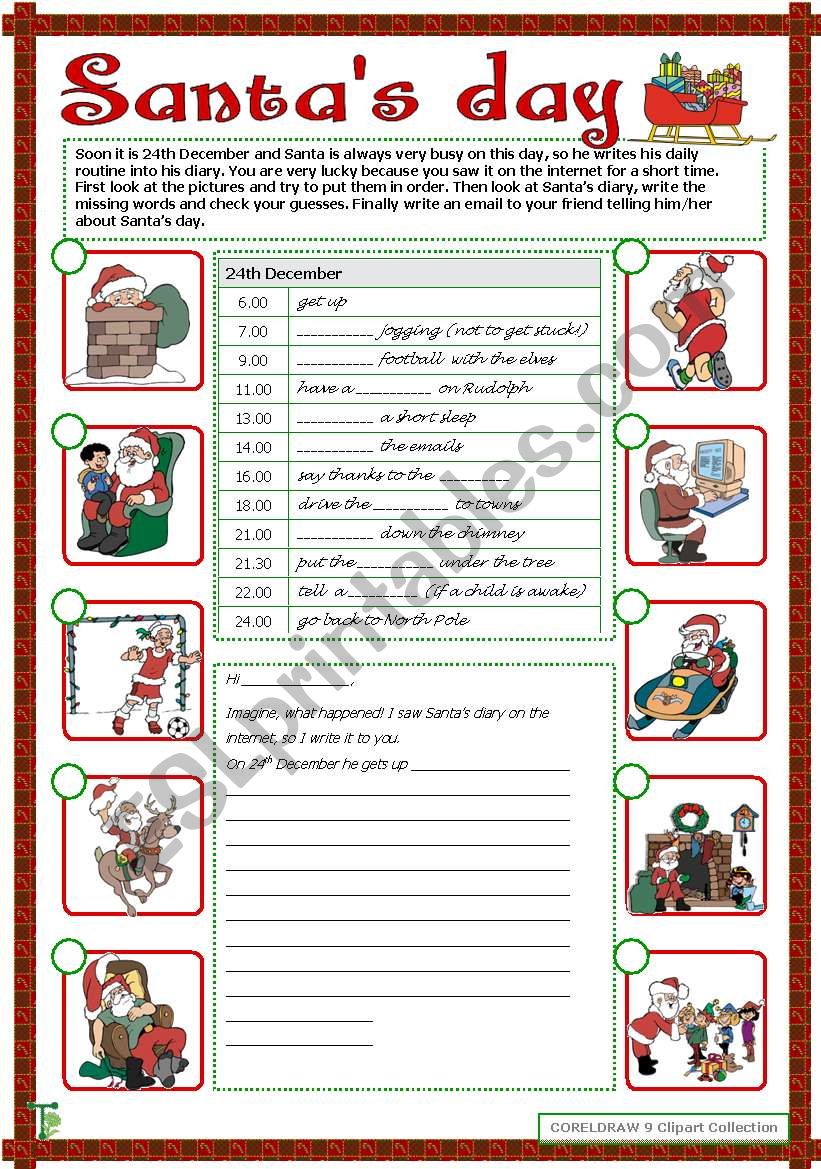 Santas day worksheet