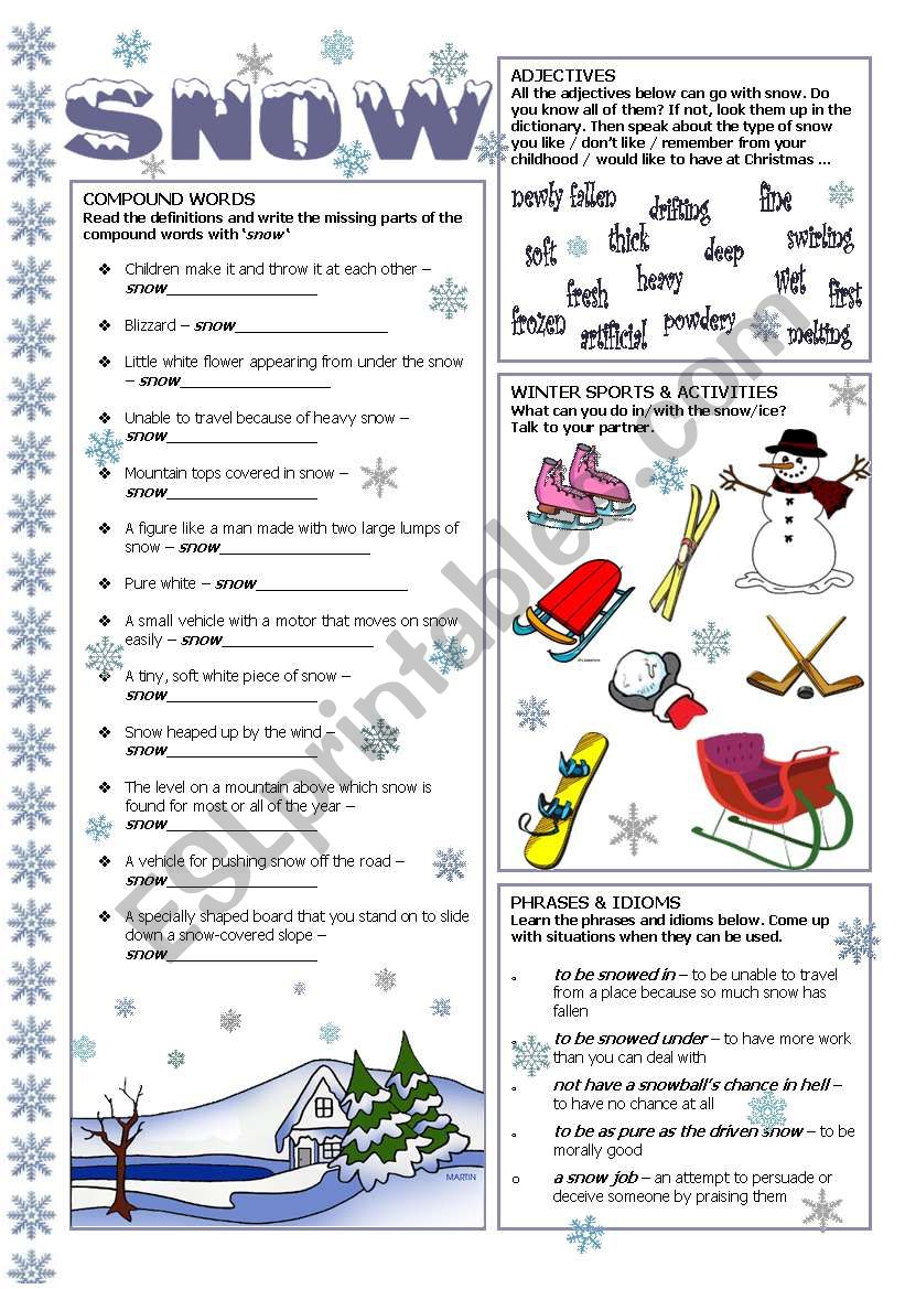 Snow worksheet