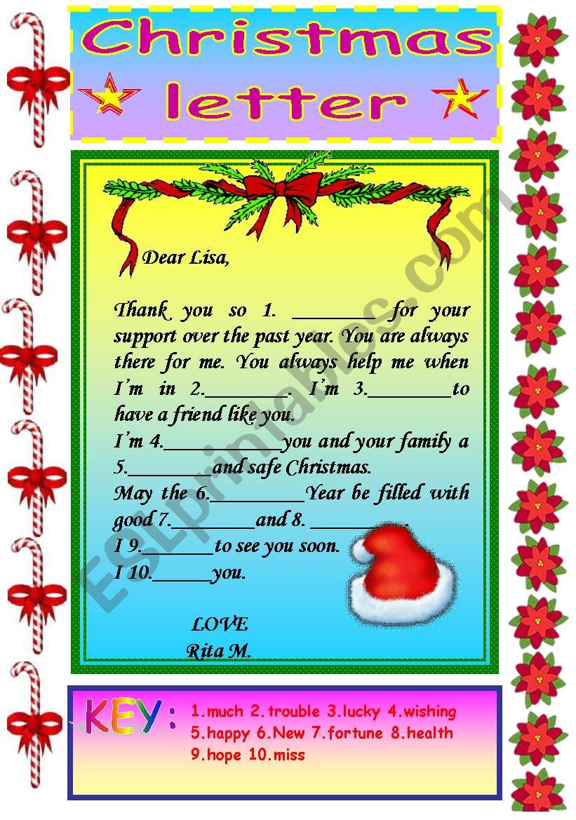 Christmas letter worksheet