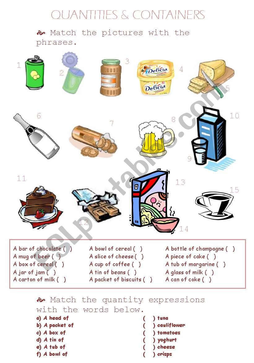 Containers and Quantifiers worksheet