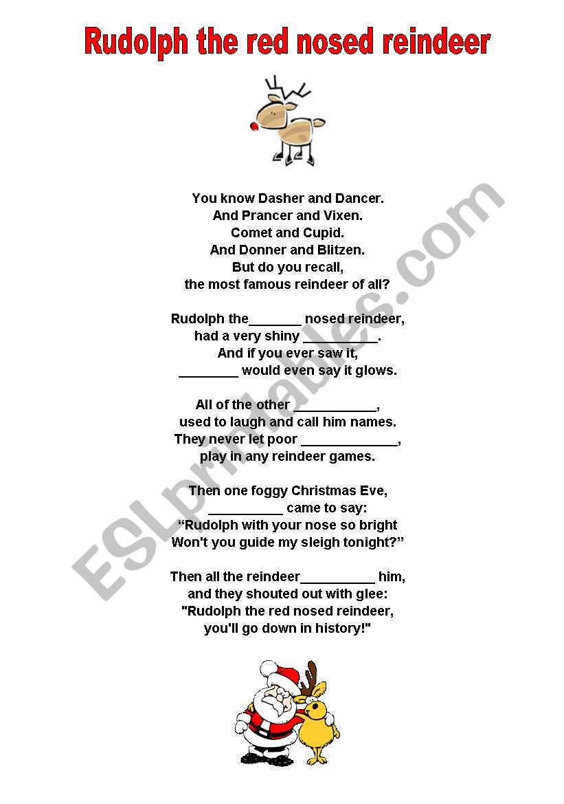 Rudolph the red nose reindeer worksheet