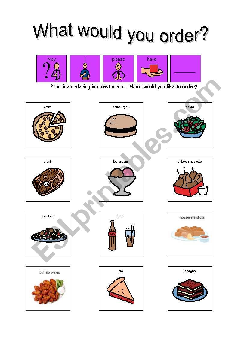 What would you order? worksheet
