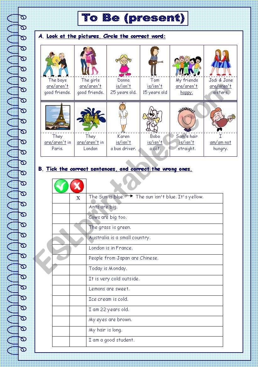 To Be - present worksheet