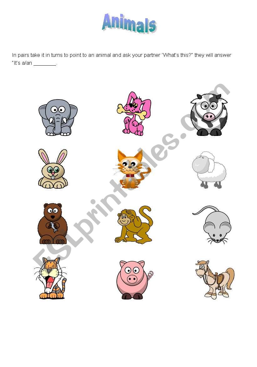 Animal fun part 1 worksheet