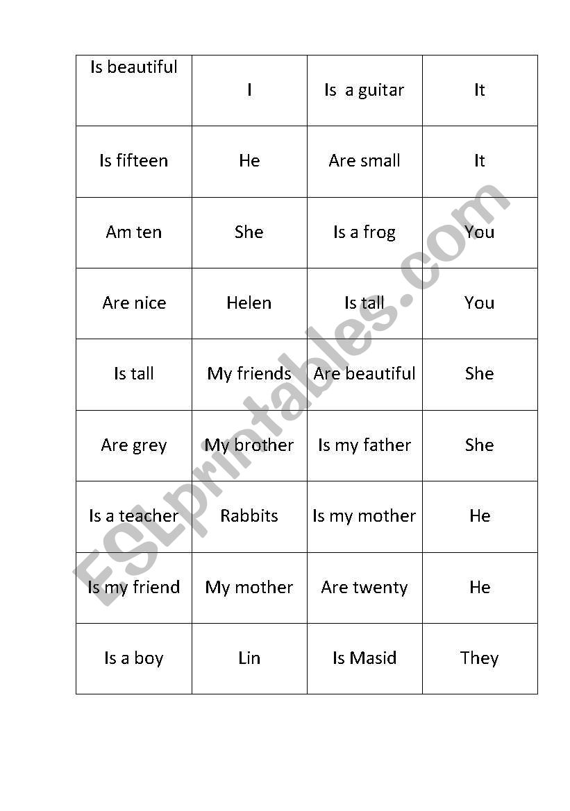 domino Verb to be worksheet