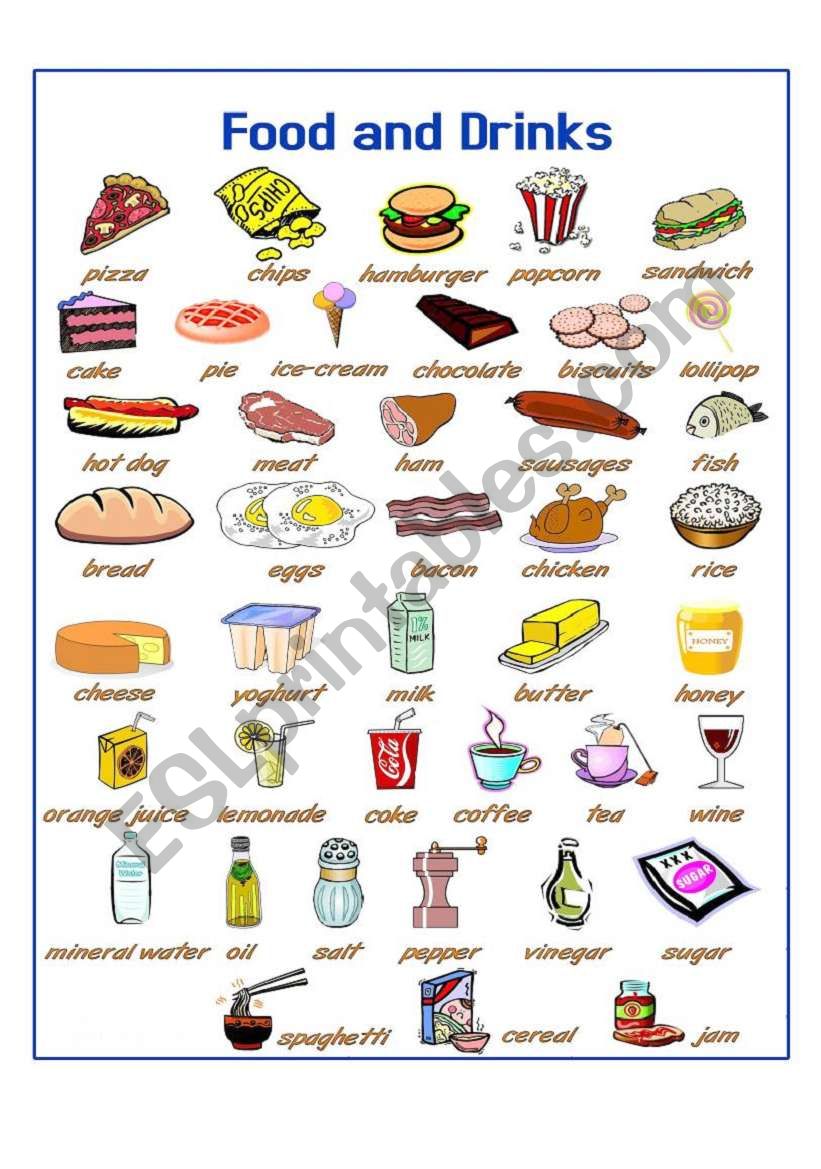 Food and Drinks PICTIONARY worksheet