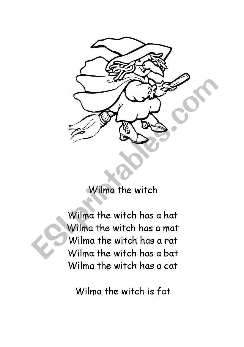Wilma the witch worksheet