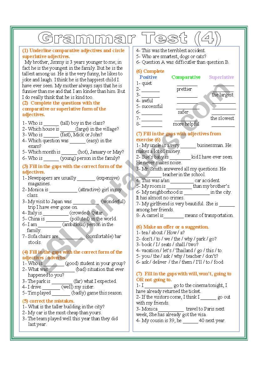 Check your Grammar (4) worksheet