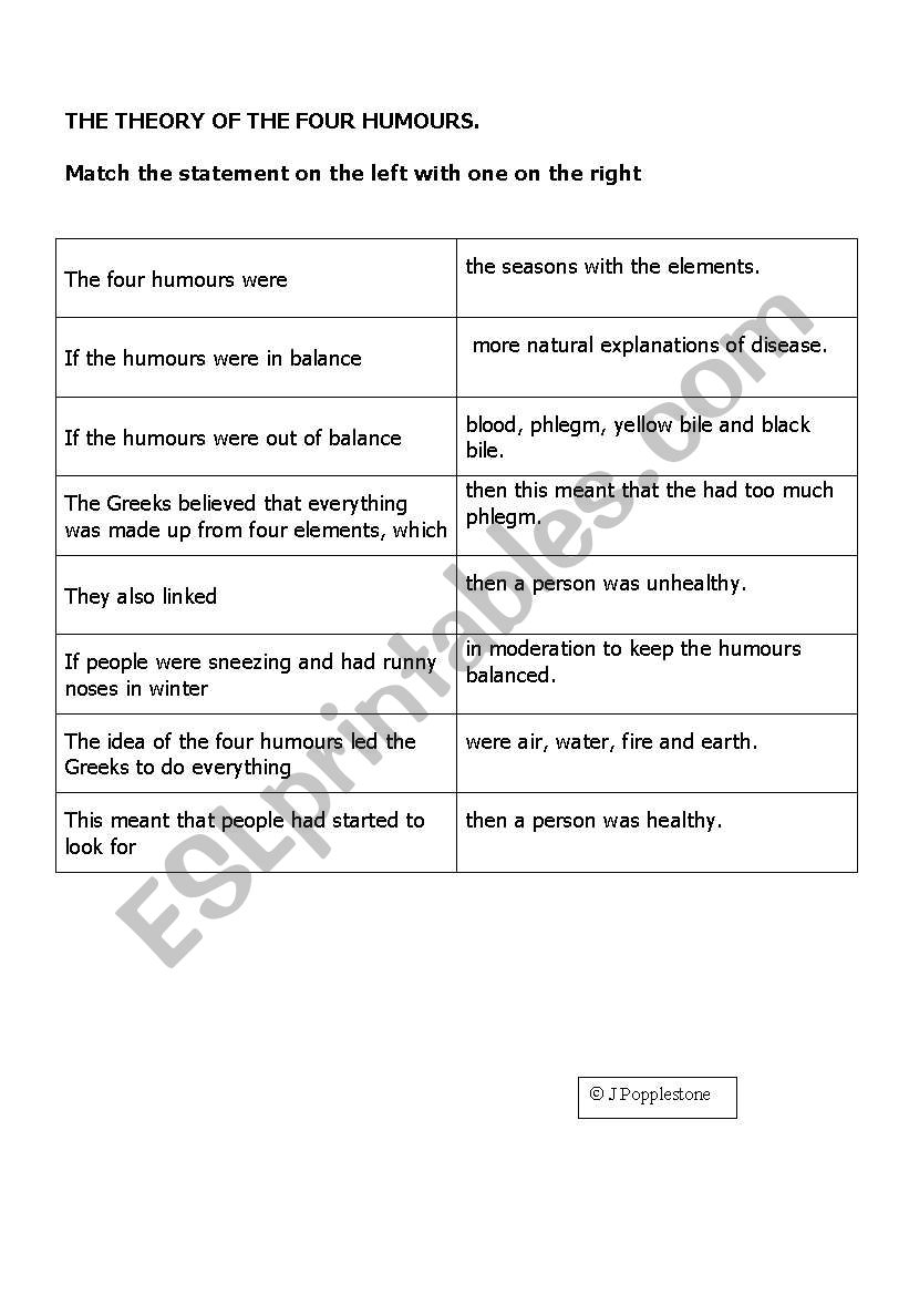 medicine for humour worksheet