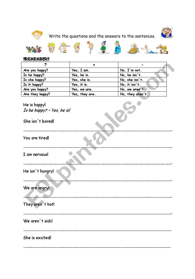 Feelings worksheet