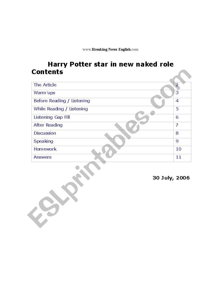 Harry Potter worksheet