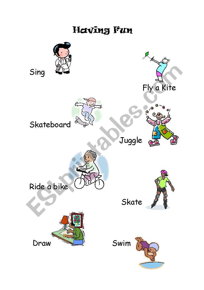 Having Fun for kids worksheet