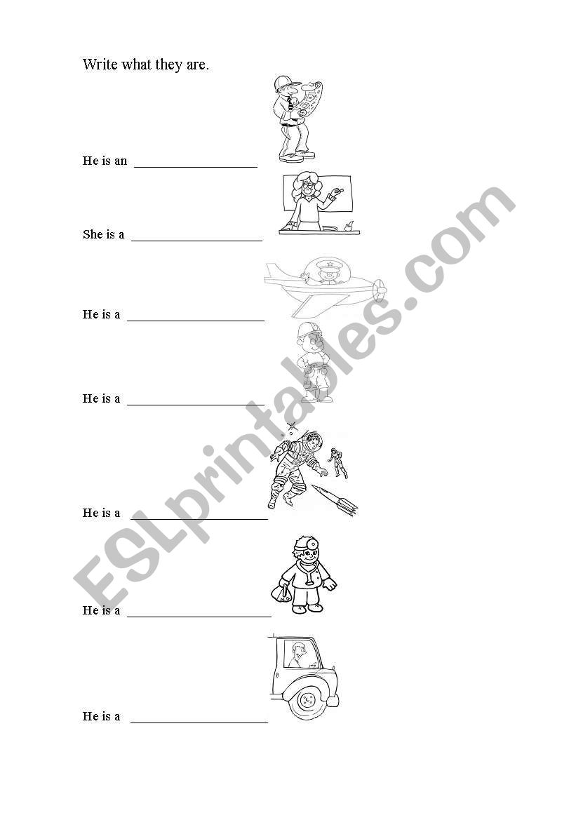 write what they are worksheet