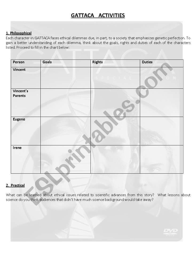 GATTACA worksheet