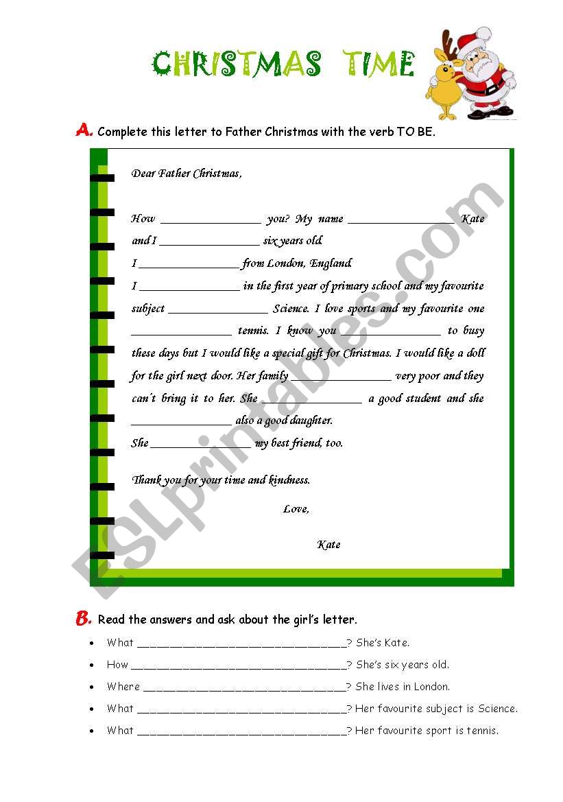 Father Christmas Letter worksheet