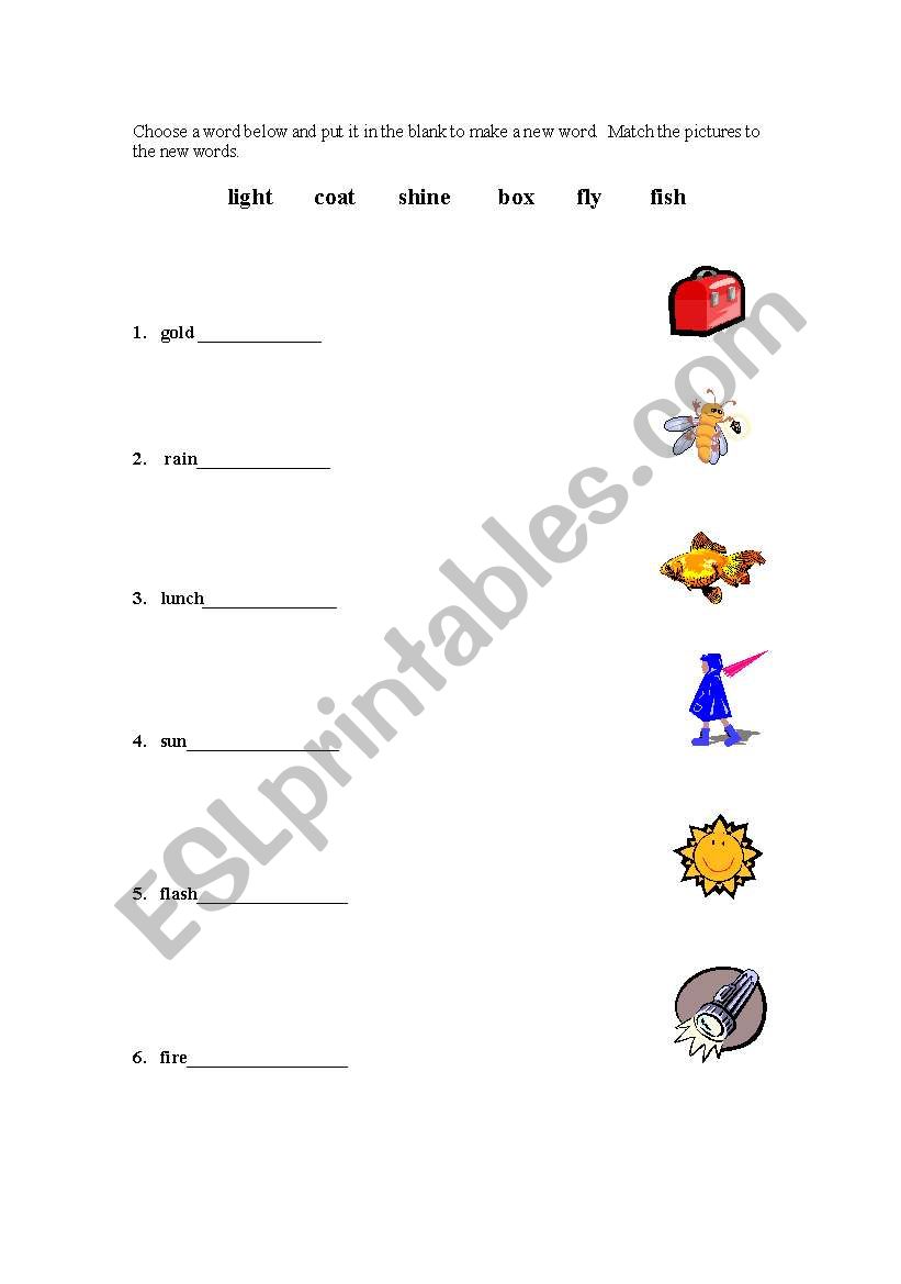 Compound words worksheet