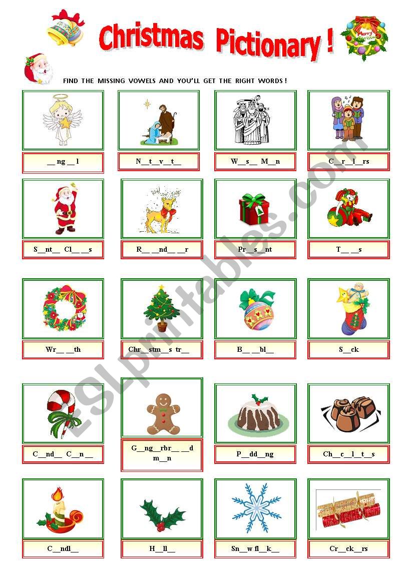 MY  CHRISTMAS  PICTIONARY worksheet
