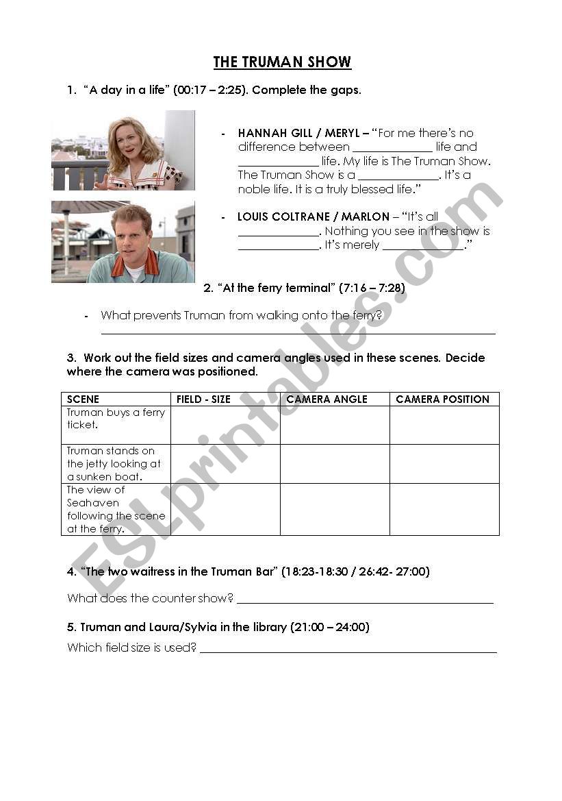 The Truman Show - Movie worksheet