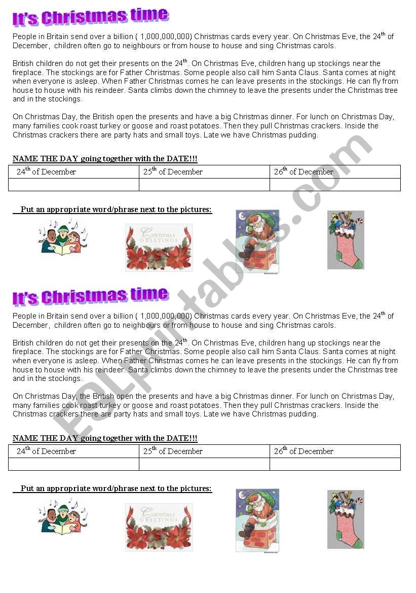 Christmas in England worksheet