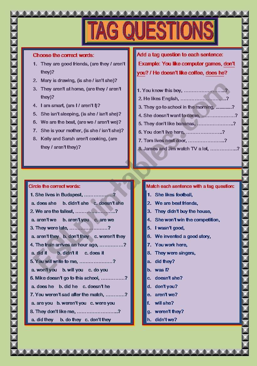 Tag Questions worksheet