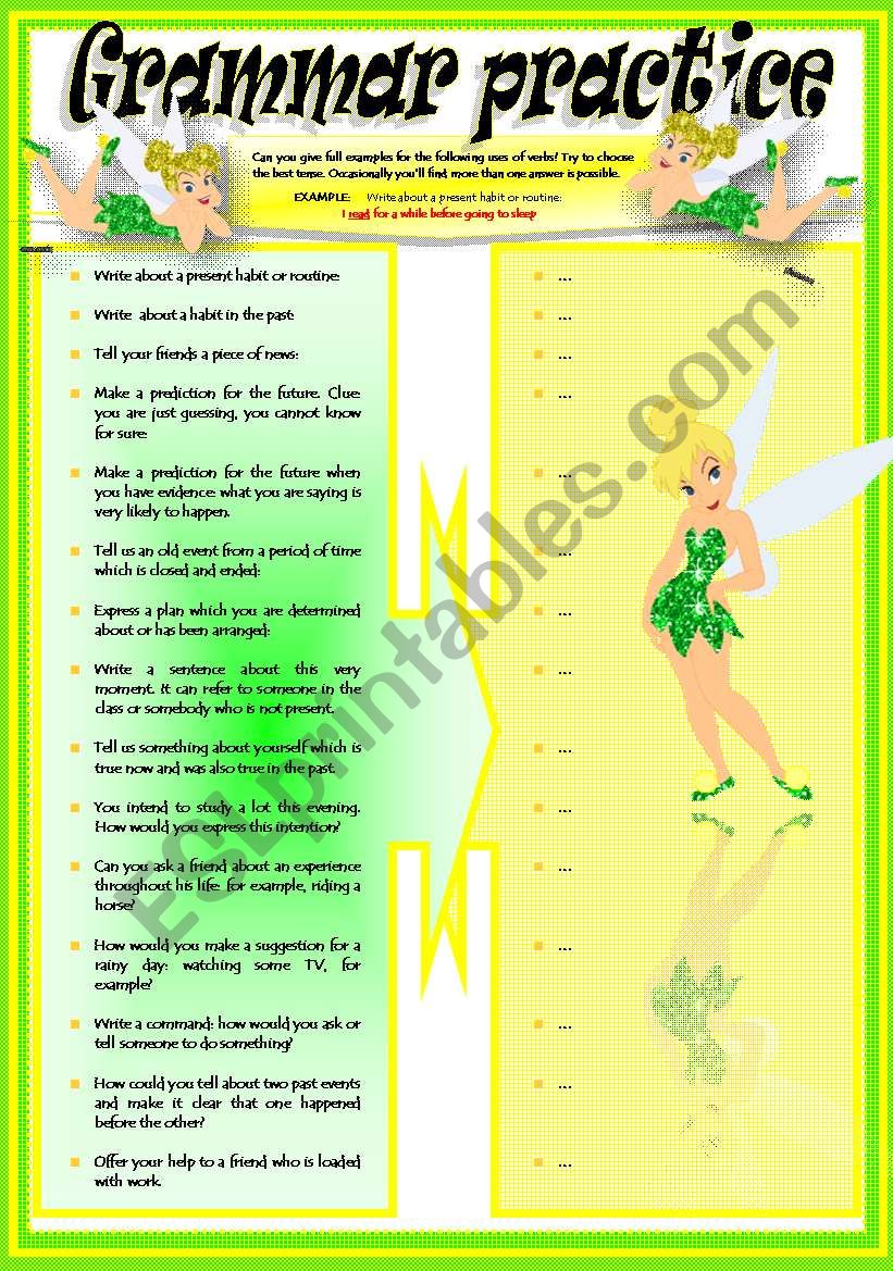 VERB TENSES IN USE worksheet