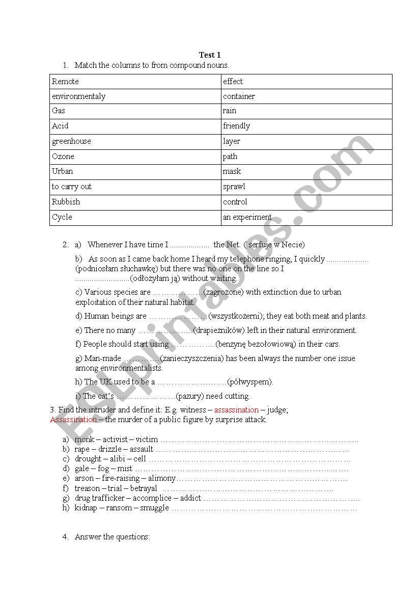 Sport and Food worksheet