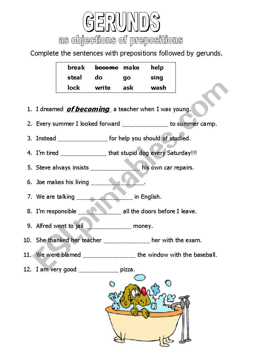 gerunds worksheet