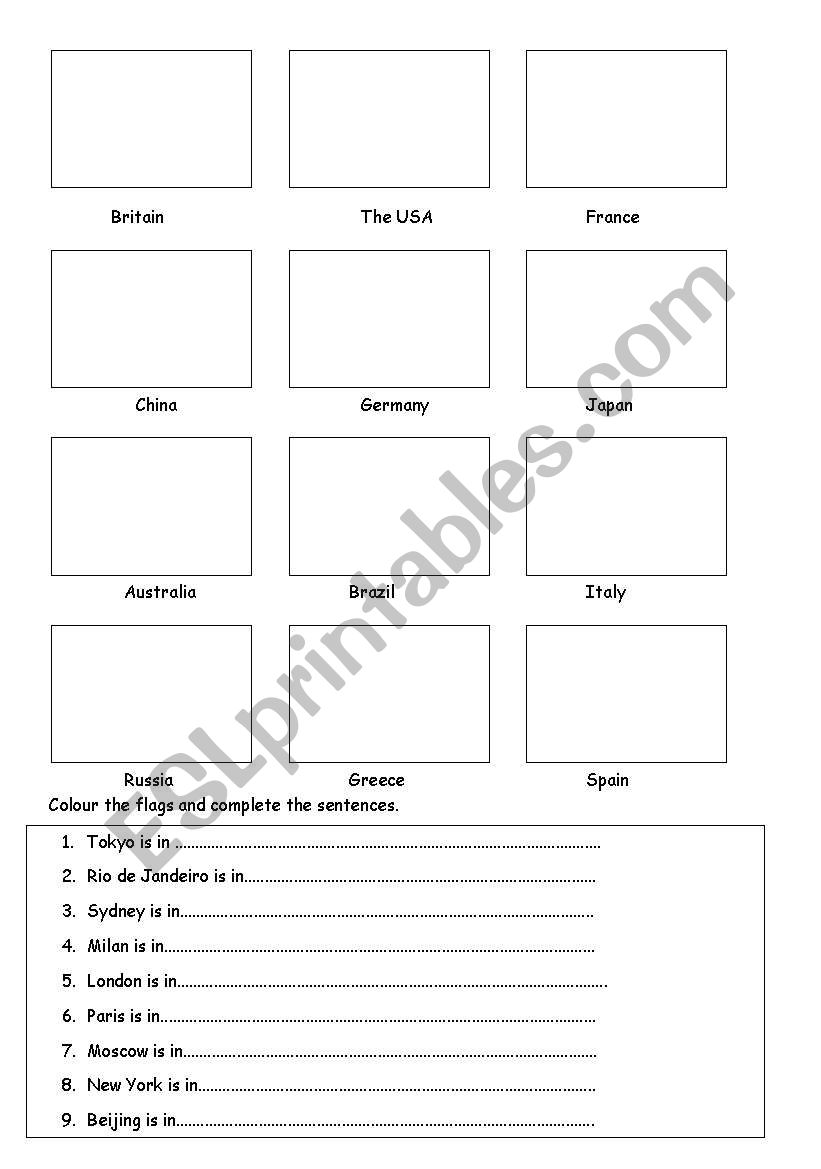 Countries and capital cities and flags