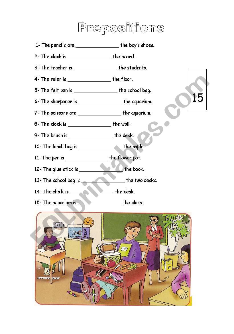 Prepositions of place worksheet